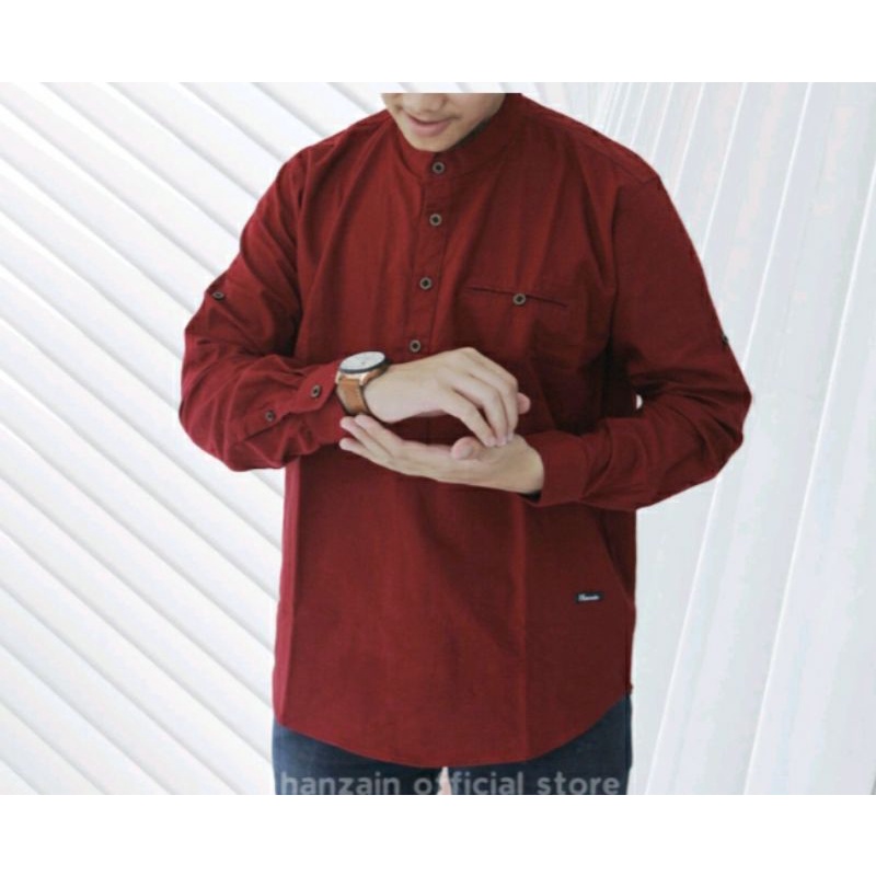 BEST Kemeja koko warna merah maroon