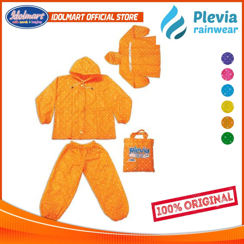 IDOLMART Jas Hujan Anak Kids PLEVIA 110 Motif Star Merk Plevia Surabaya