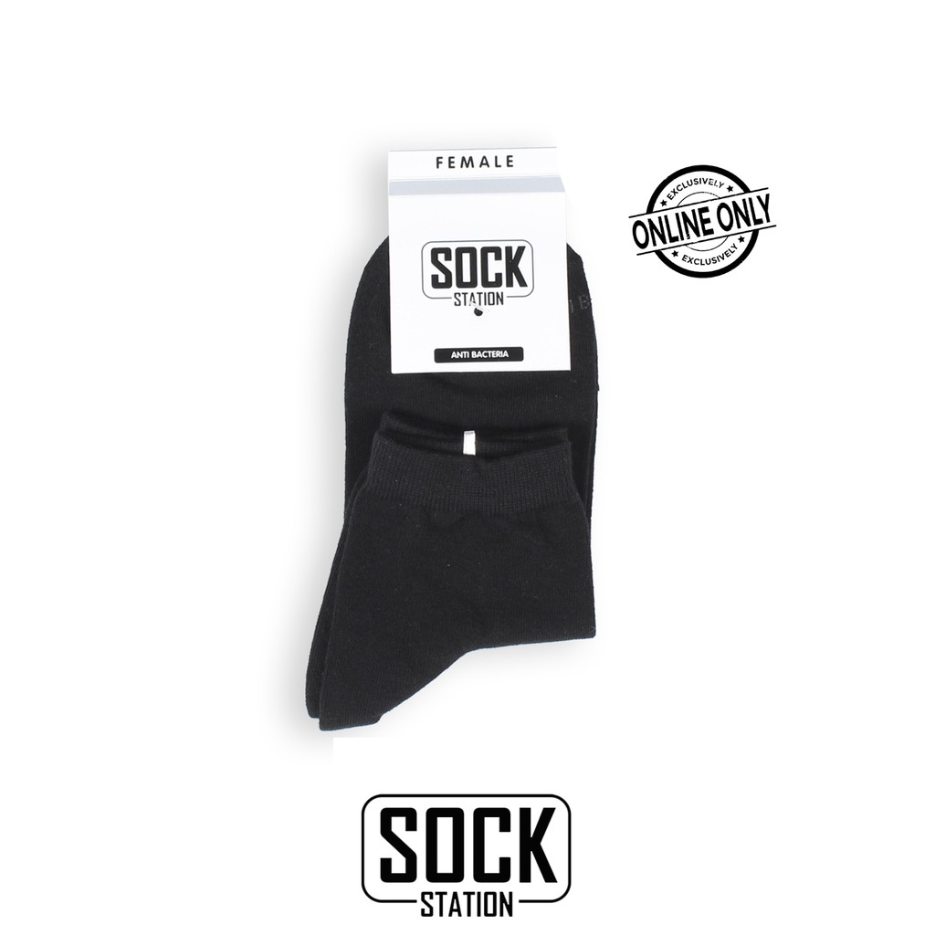MUNDO SOCK STATION Women Casual Ankle Sock - Kaos Kaki Wanita Pendek-HITAM