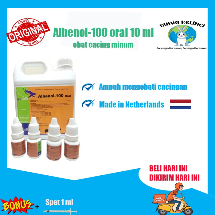 OBAT CACING ALBENOL-100 10 ML KELINCI KUCING ANJING HAMSTER MARMUT SAPI KAMBING HEWAN