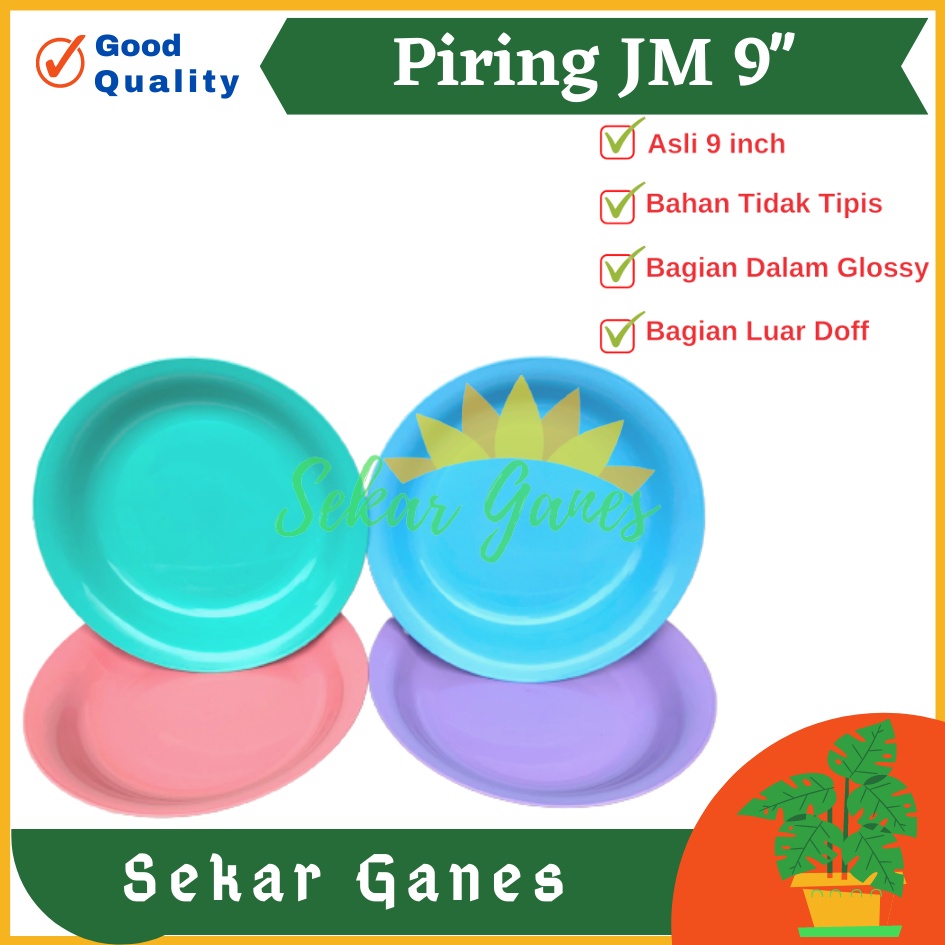 Piring Plastik JM 9 Inch Warna Biru Hijau Ungu - Piring Kecil Besar Set Makan Plastik Acara Pesta Melamin Rotan Murah - (1 pcs) Piring makan plastik ukuran 9&quot; super warna pekat murah grosir