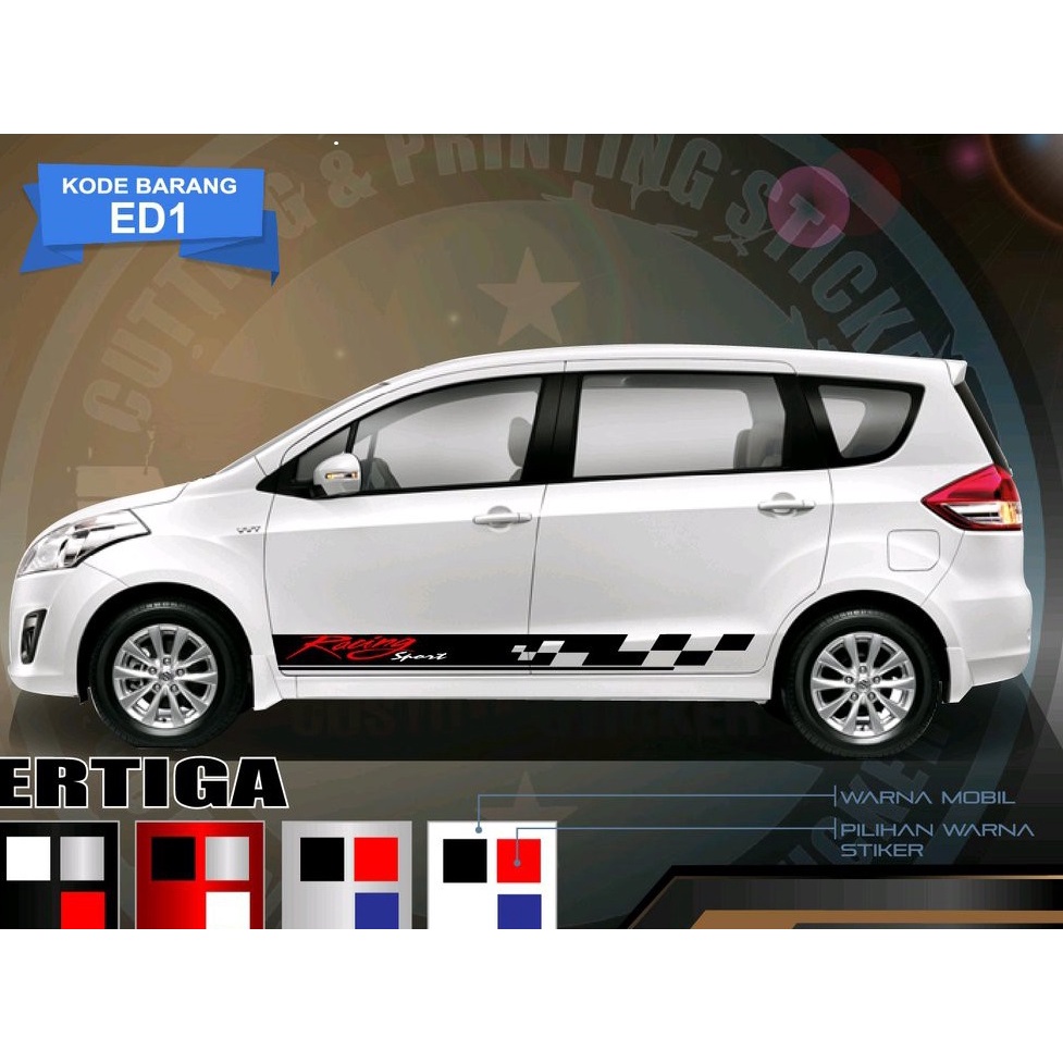 Stiker Cutting List Racing Sport Stiker Mobil Ertiga Stiker Suzuki Ertiga - Putih