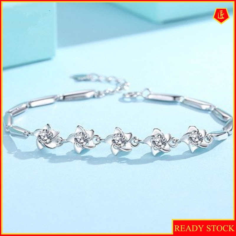 [Ready Stock]Silver Windmill Bracelet for Women Simple and Sweet