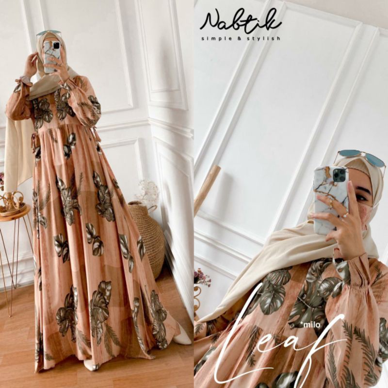 [ NABTIK ] LEAF DRESS GAMIS