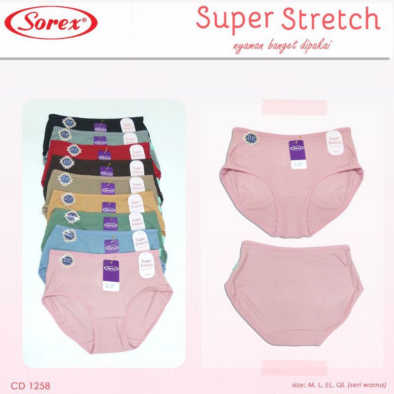 Celana Dalam Wanita CD Sorex 1258 Midi Super Stretch Harga Per 1 pieces