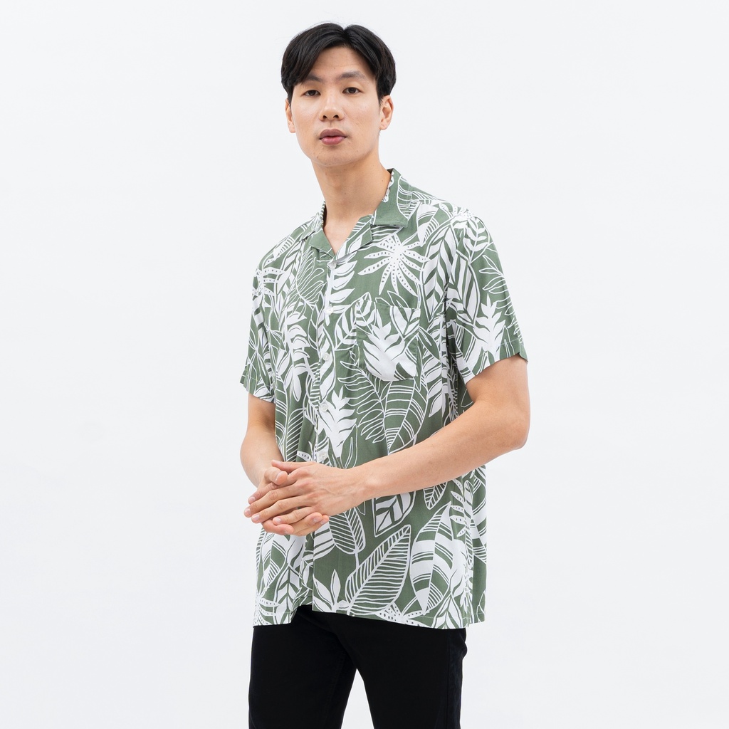 Baju Pantai Pria Kemeja Hawai Hawaiian Shirt Floral Full Print Tropical Motif Bunga