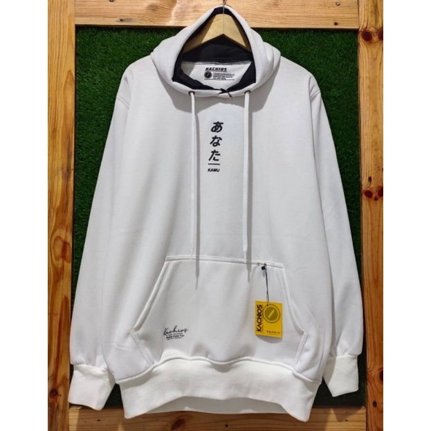 Sweater hoodie Putih pria switer cowok kachios hoodie simple terbaru jaket sablon Jepang