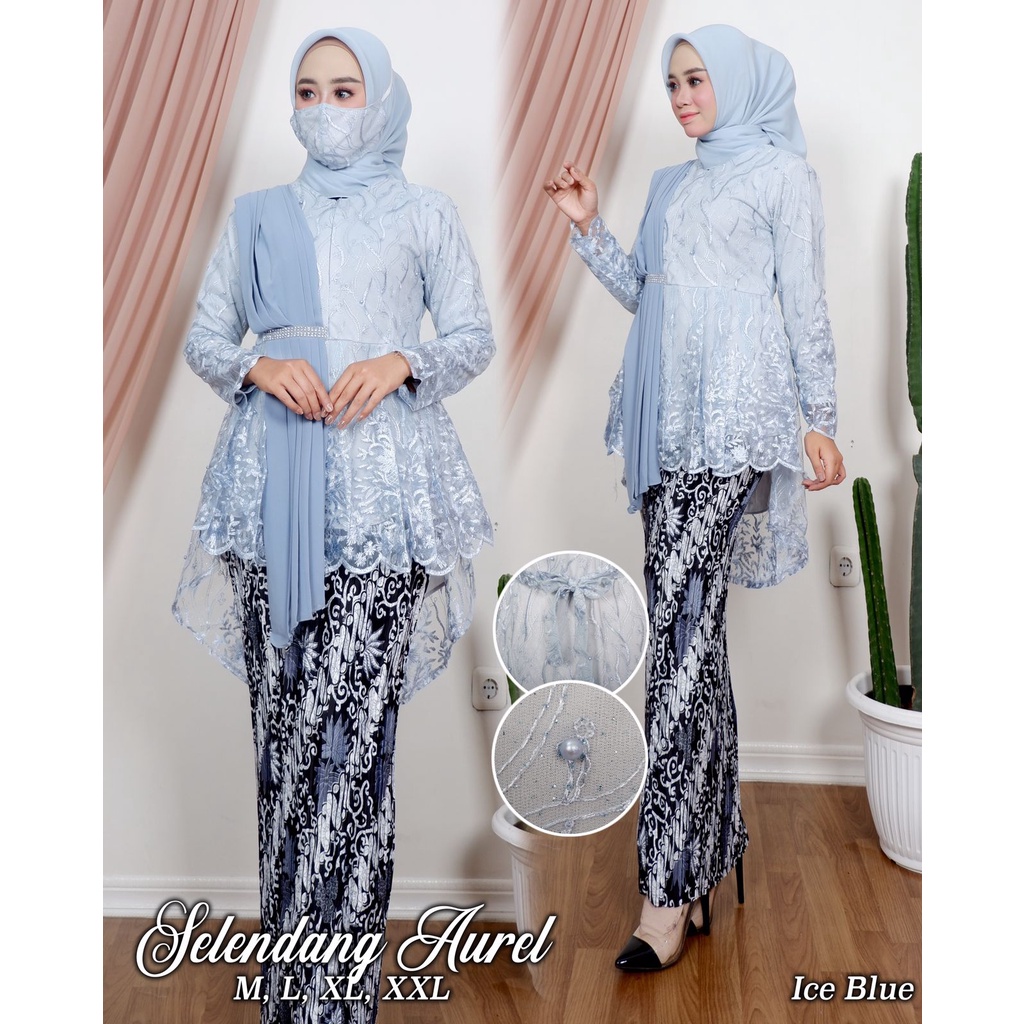 SET SELENDANG AUREL / KEBAYA BRUKAT BUSUI / OUTFIT BAJU PESTA DAN WISUDA