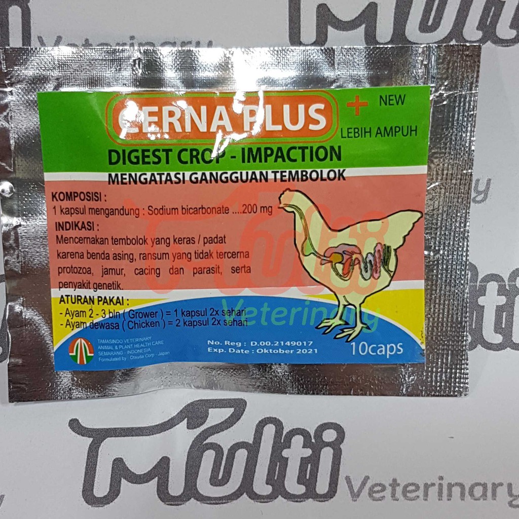 

CERNA PLUS 10 caps Digest Crop Impaction Mengatasi Gangguan Tembolok Ayam