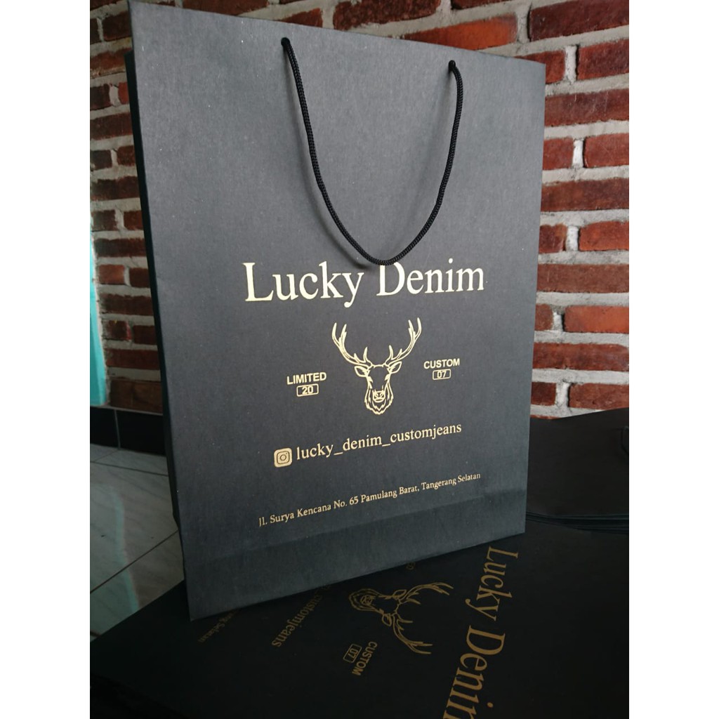

PAPERBAG HITAM, Shopping bag Custom Size tebal 200 gsm