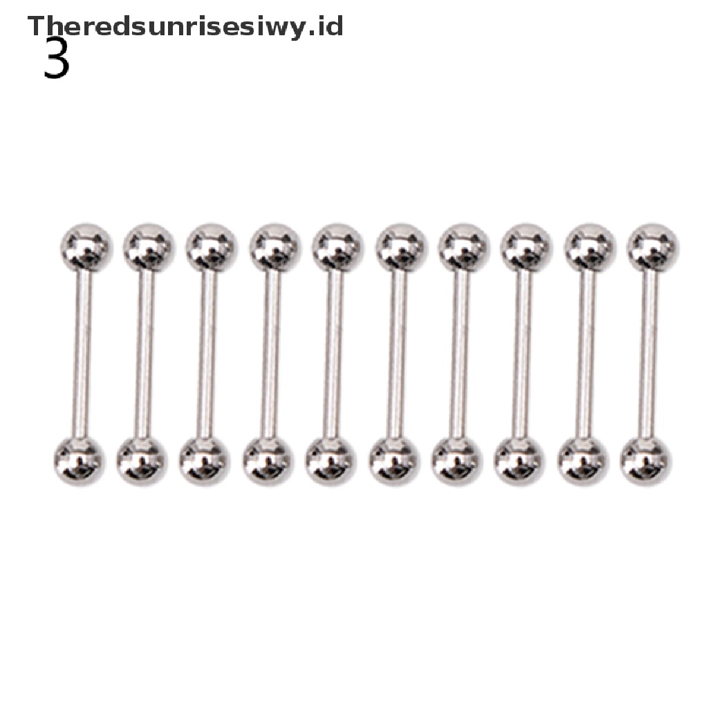 (Theredsunrisesiwy.Id) 10pcs Stainless Steel Lidah Nipple Ring Barbel Perhiasan Tindik Tubuh