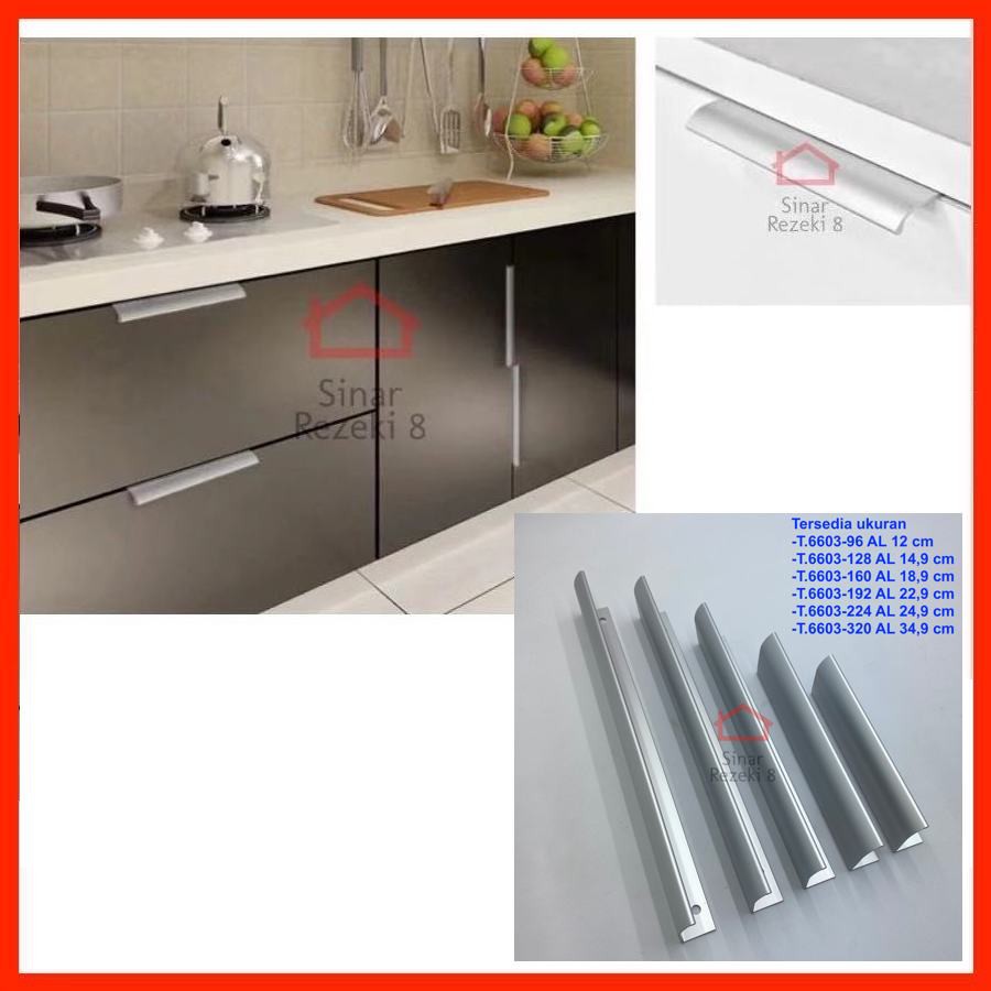 Tarikan 6603-128 AL Handle Laci Pintu Lemari Minimalis Dapur Silver