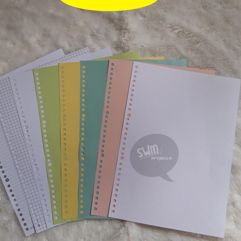 

[PROMO G0S98] A4 30ring - isi binder refill loose leaf kertas file filler color warna polos bergaris kotak titik Best Terlaris