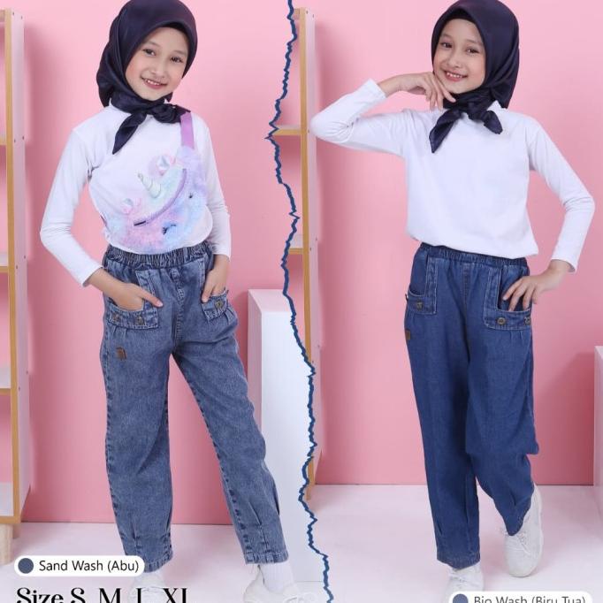 celana panjang jeans anak remaja perempuan 9 10 11 12 13 14 15 tahun
