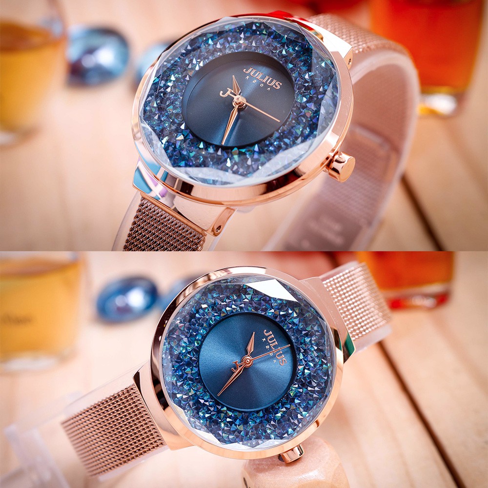 Julius JA-1111 / JA1111 ORIGINAL Jam Tangan Wanita Korea Cantik dan Elegan Kristal Stainless Steel