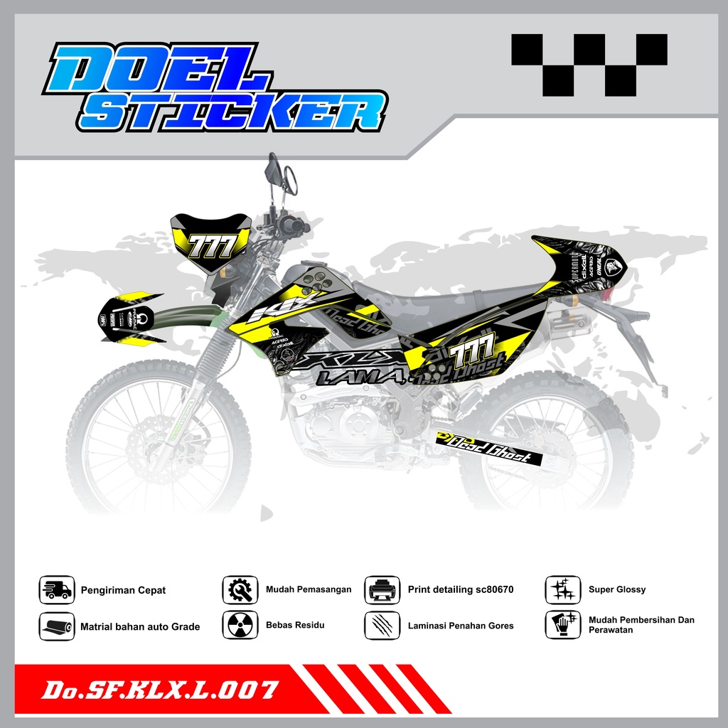 Sticker Striping Honda KLX L , S Lama List Variasi Hologram , Crome Doel 007