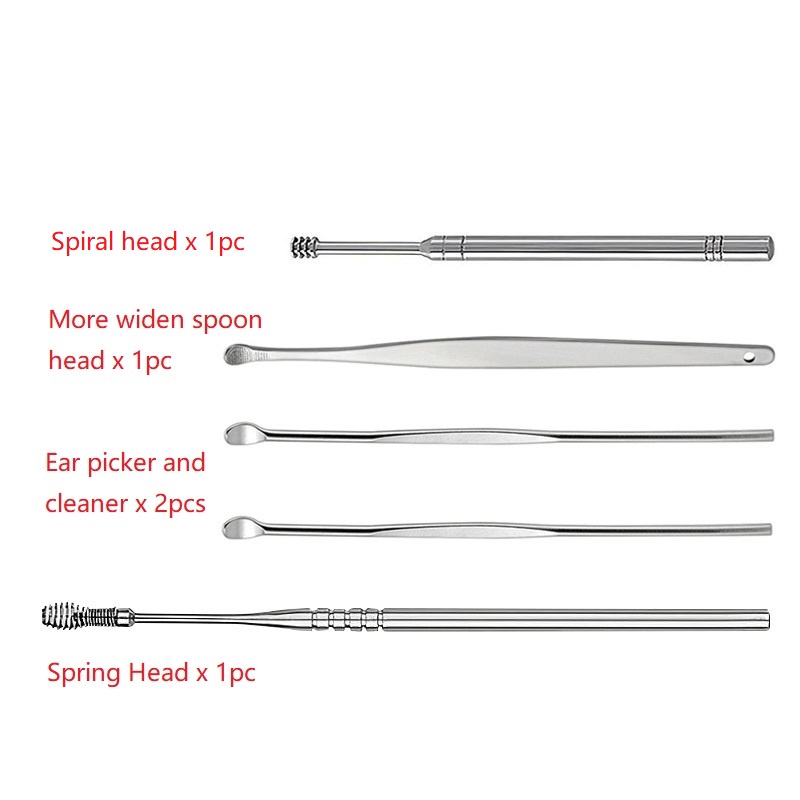 Korek Kuping Besi Alat Pembersih Telinga Korek Kuping Stainless Steel Ear Cleaner Kotoran Set