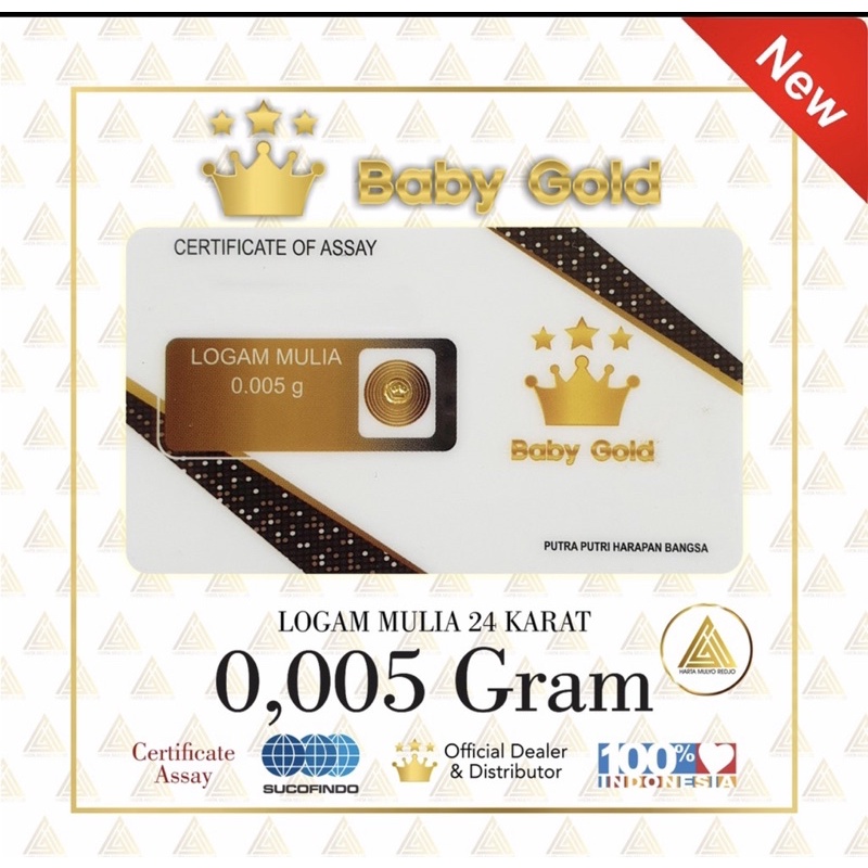 Baby gold mas mini 0,005gram logam mulia 24 karat