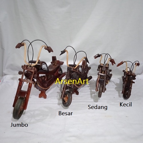 Hiasan Pajangan dan Koleksi Miniatur Sepeda Motor Kayu Harley Davidson Ukuran Jumbo Murah