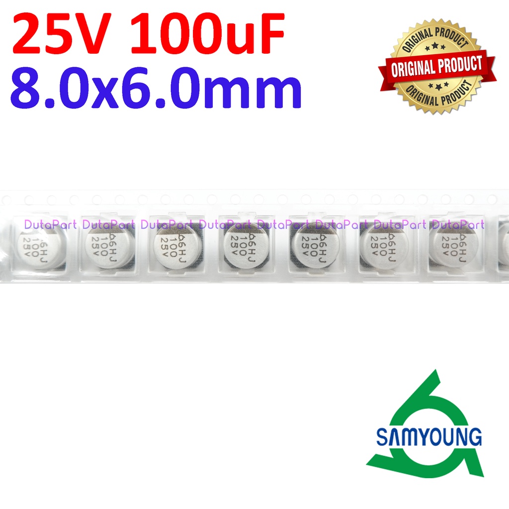 25V 100uF 8x6 mm SMD Aluminium Elco Capacitor Kapasitor Capasitor