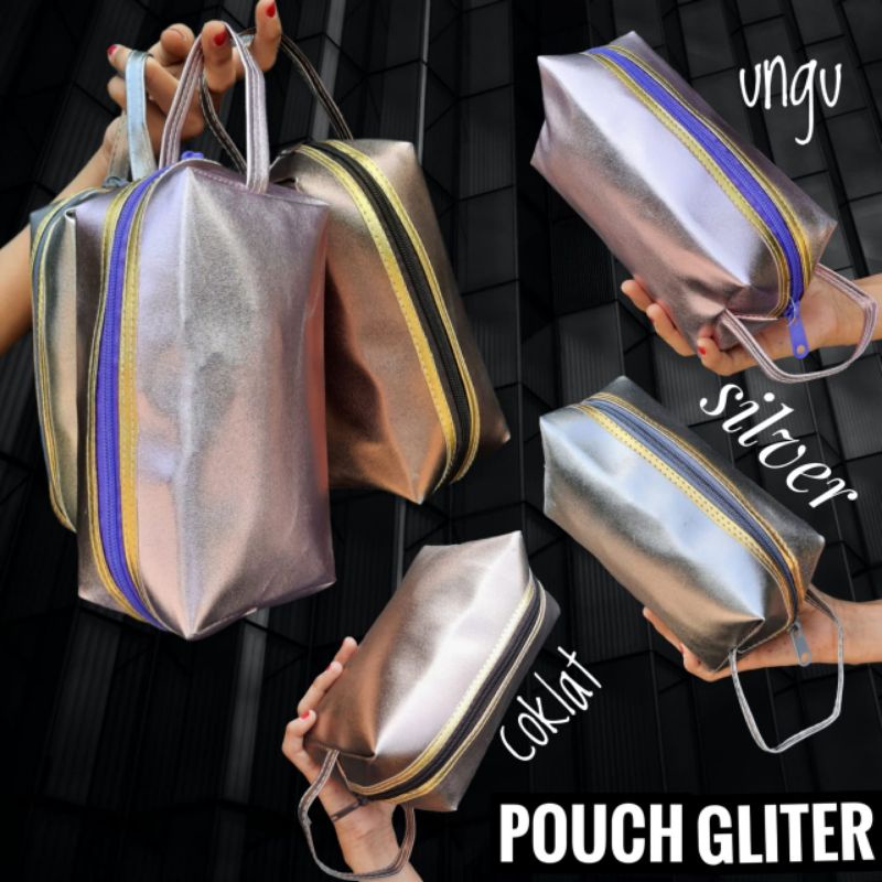 POUCH KOSMETIK GLITER CANTIK MODEL LONTONG