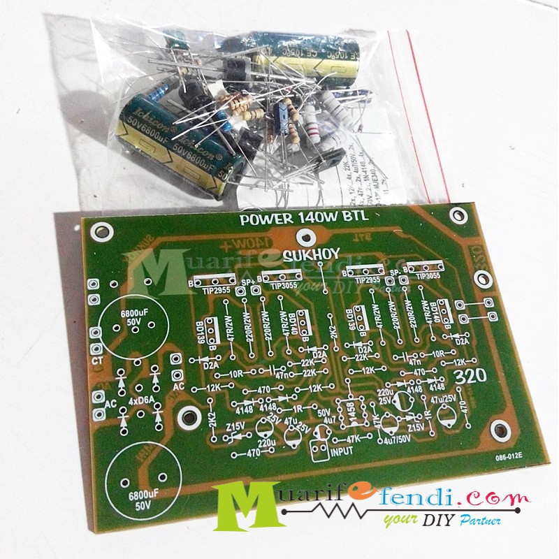 PAKET DIY Power Amplifier BTL 140Watt plus Power supply SUKHOY 320