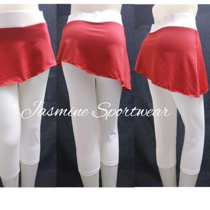 ➽ Celana Legging Rok Senam Merah Putih 7/8 ♪