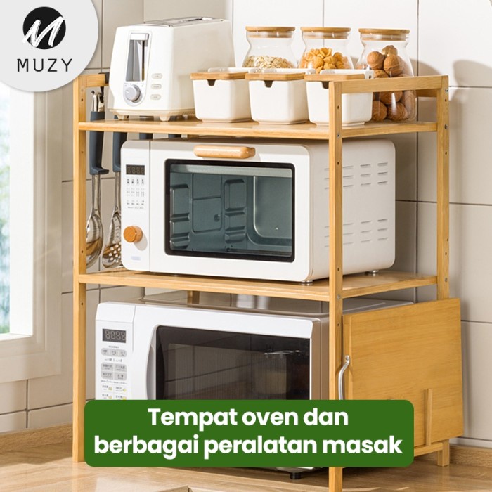Rak Dapur - Muzy Rak Oven Rak Dapur Kayu Rak Bumbu Tingkat Rak Serbaguna Hrm201