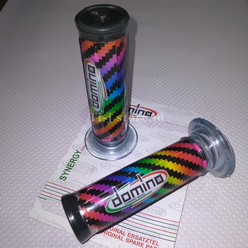 Hand Grip Domino Karbon Pelangi Sarung Gas Motor Variasi Bahan Karet Silicon Bisa Untuk Semua Motor