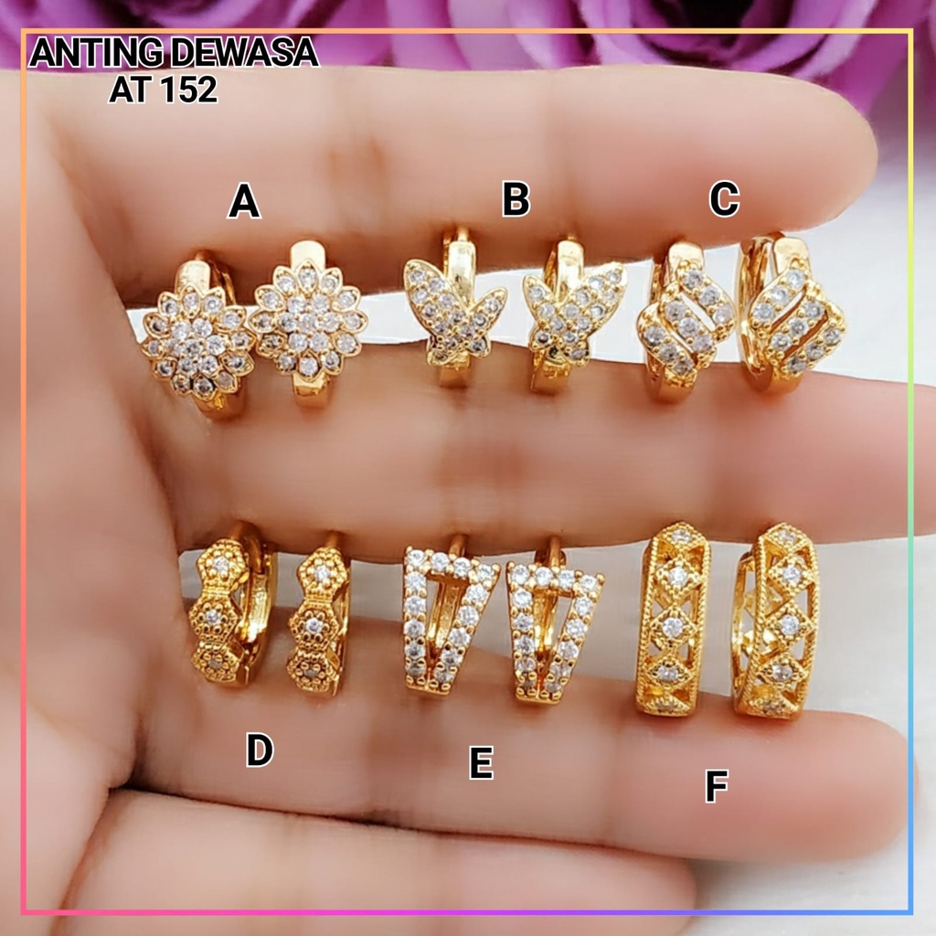 Anting Xuping anting dewasa jurai terlaris bunga simple permata zirkon perhiasan wanita lapis emas gold AT 152