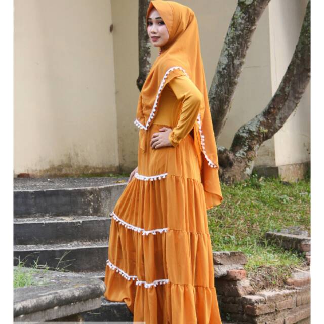 Airaa Syar'i_GamisSyar'i_Gamis_GamisMurah_RendaPutih_Simple_Busui