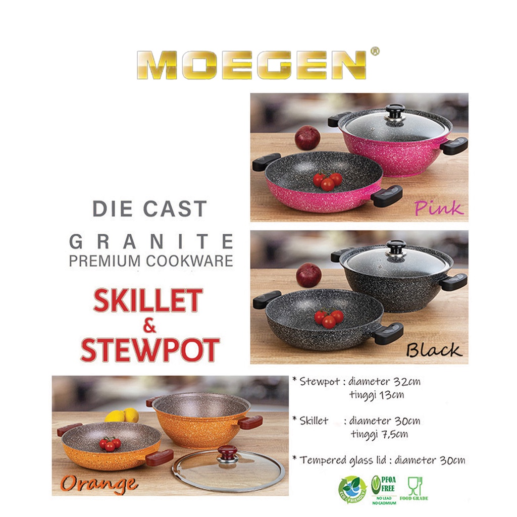 MOEGEN Skillet & Stewpot Set Granite Series Anti Lengket