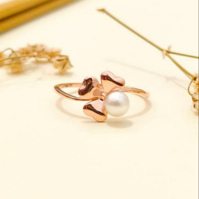 Jewellery Ring Rose Gold Pearl Mutiara Gold Cincin Toko Emas asli