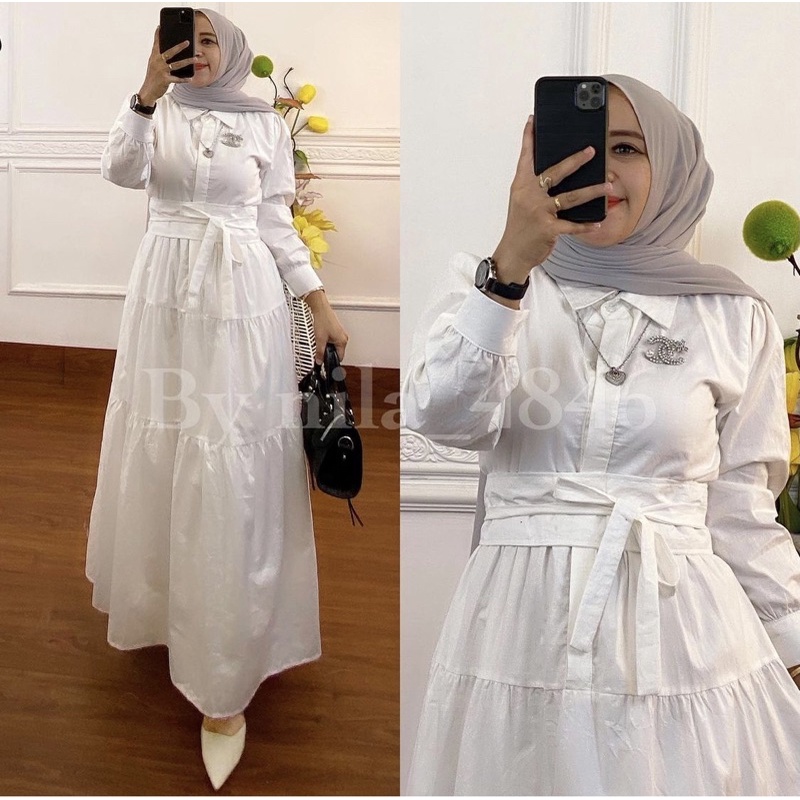 MAXI DRESS NAURA MAXI DRESS ZARABASIC-Putih
