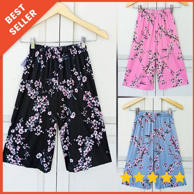 CELANA KULOT PLISKET ANAK PEREMPUAN 5-12 TAHUN MOTIF BUNGA / KULOT PLISKET ANAK ABG 5-12 TAHUN