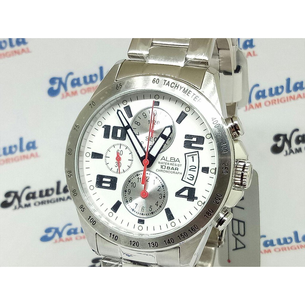 Alba Quartz AF8N05X1 Chronograph White Dial - Jam Tangan Pria AF8N05