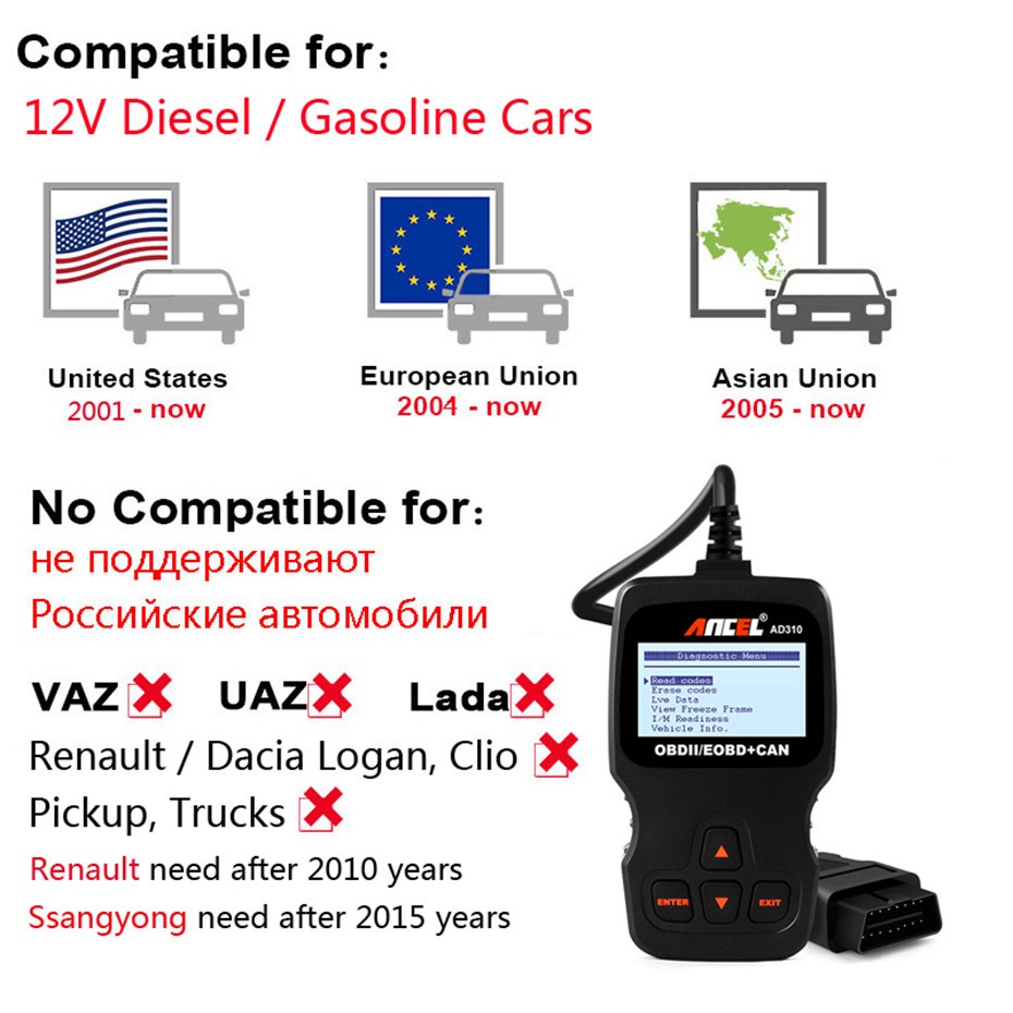 OBD2 Scanner Diagnostik Mobil - Ancel AD310 OBD2 Automotive Diagnostic Scanner