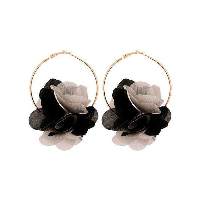 LRC Anting Tusuk Fashion Alloy Fabric Flower Earrings F78043