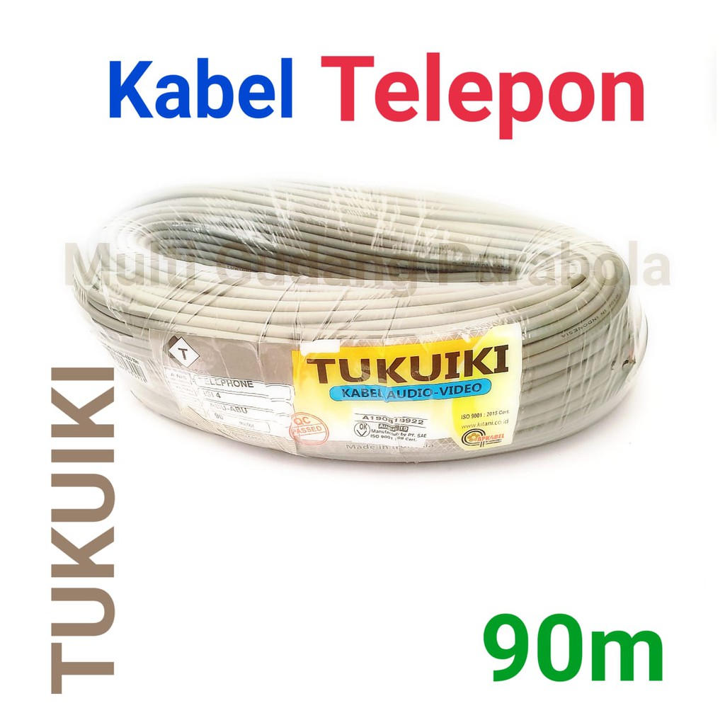 Kabel Telepon Premium Tukuiki isi 4 100 yard 90 meter abu High Quality