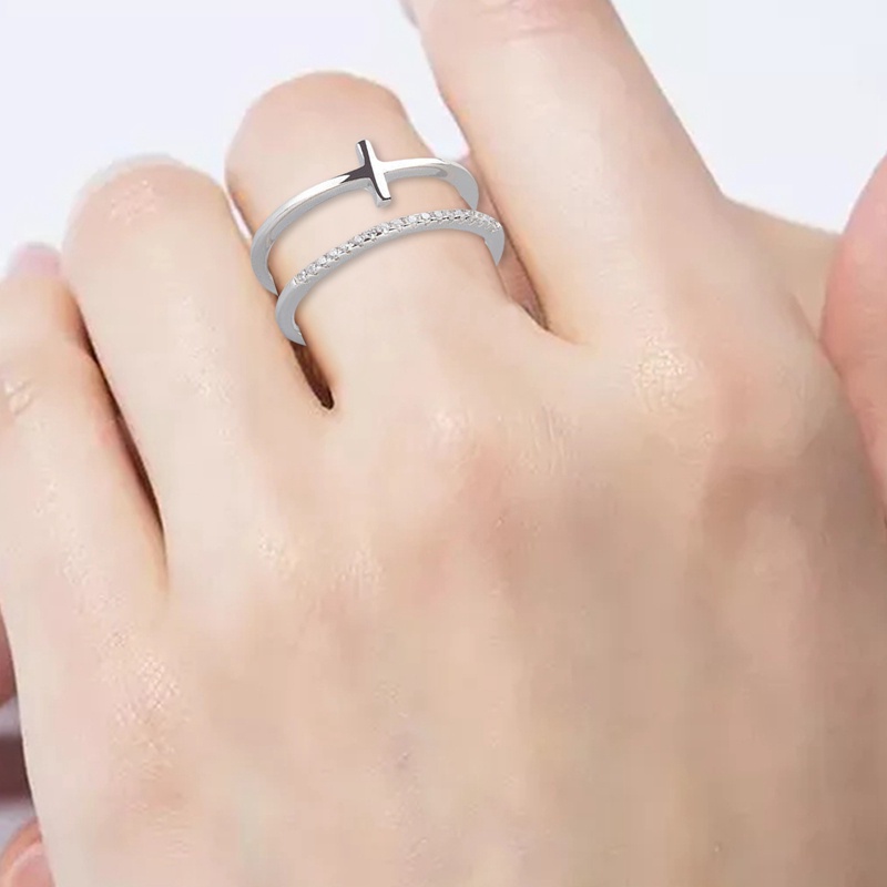 Cincin Sterling Silver 925 Model Double Cross Adjustable Untuk Wanita
