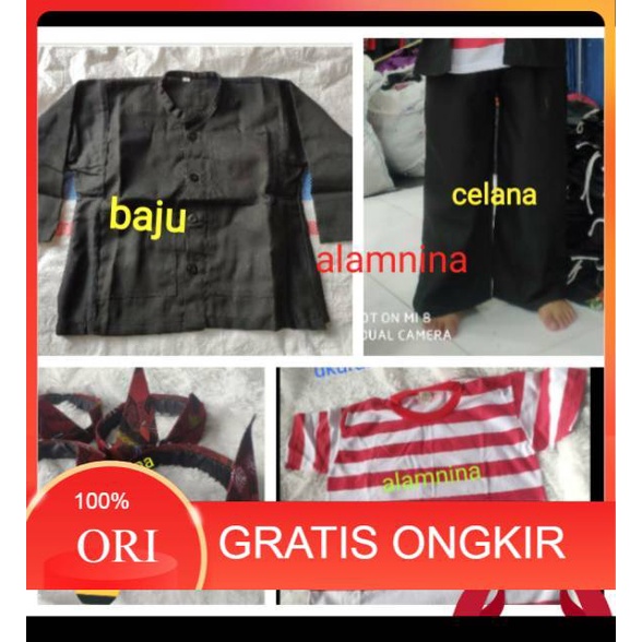 Baju Sakera adat madura jawa timur setelan dewasa Celana
Kaos 
Udeng bolong