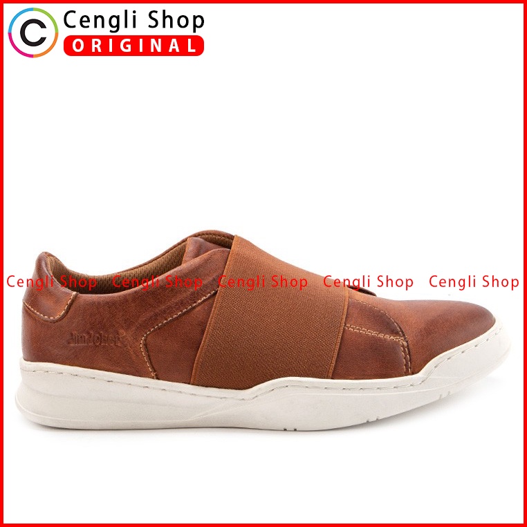 SEPATU SLIP ON JIM JOKER PRIA ORIGINAL CASUAL KULIT ASLI COKLAT JJ16