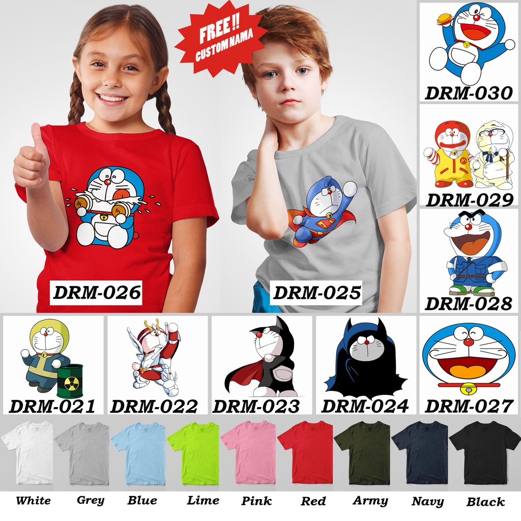 [FREE NAMA !!] Kaos Anak &amp; Family Doraemon 100% COTTON PREMIUM