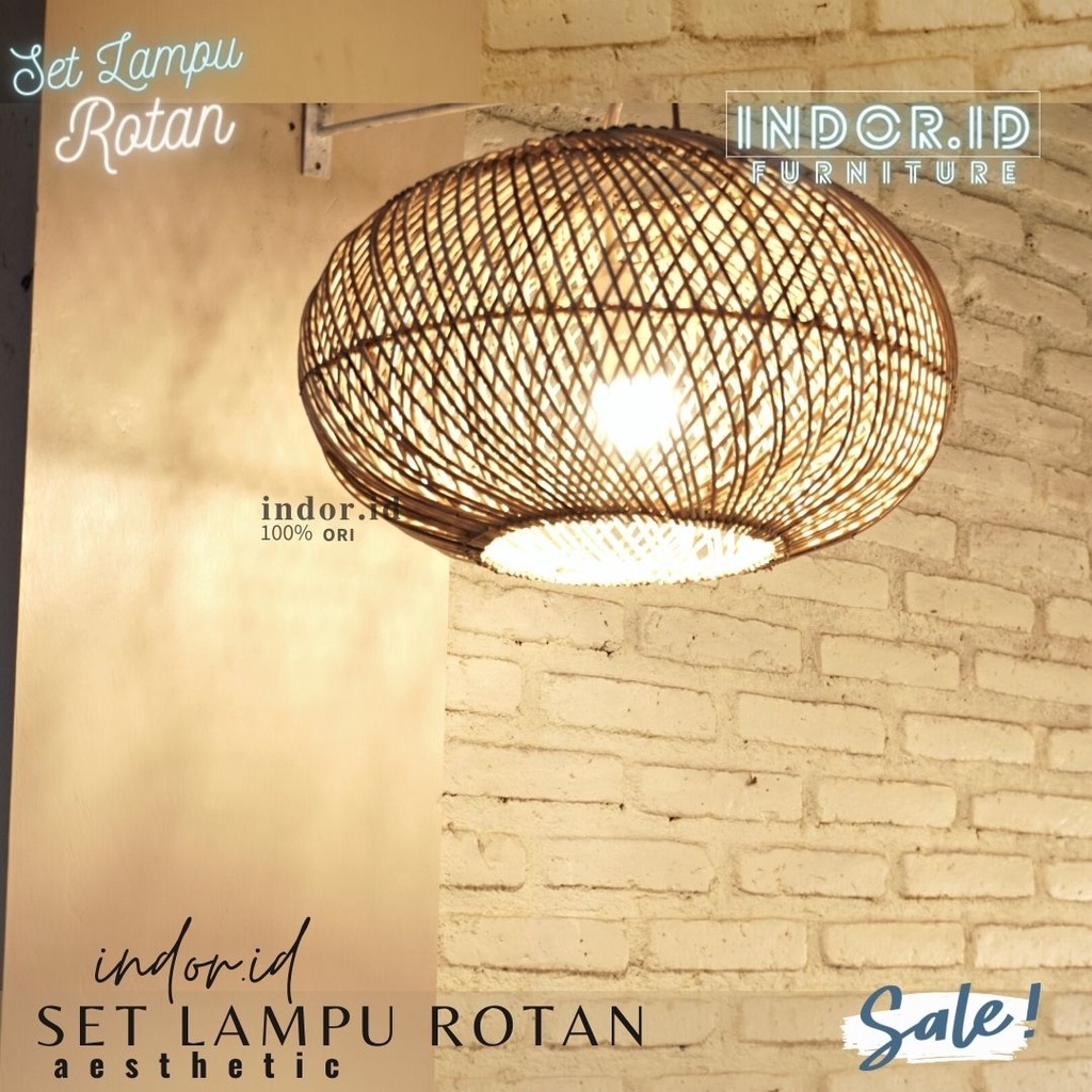 Set Lampu Hias Rotan Gantung/ Kap Lampion Lampu Gantung dinding Aesthetic/Lampu Dekorasi Ruang Tamu Teras Terbaru Murah