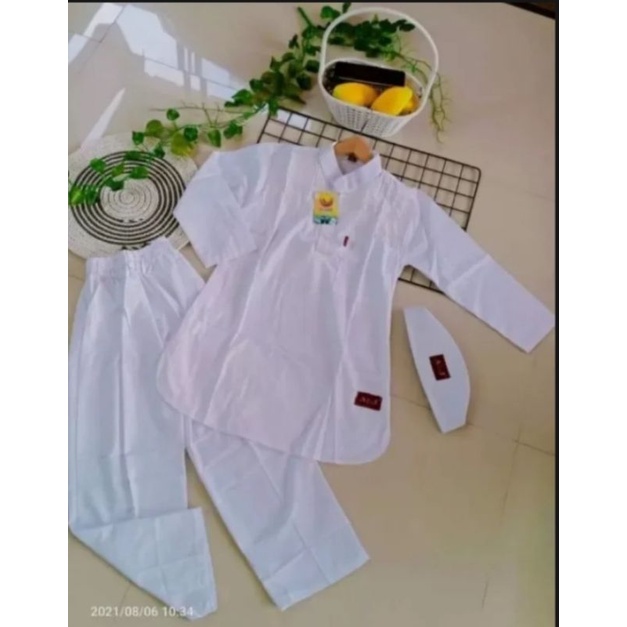 baju Koko Pakistan anak putih polos A&J