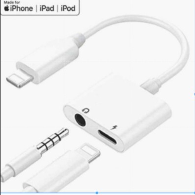 [WS] Splitter  Dual Lightning 3.5mm 2in1 Converter Iphone 7 8 X XS Audio + Charger + LX 12 Ip 2 in 1