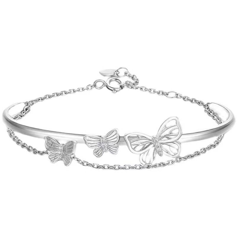 Brangle Coco Gelang Tangan Rantai Tumpuk Aksen Kupukupurumbai Gaya Korea Untuk Wanita Butterfly