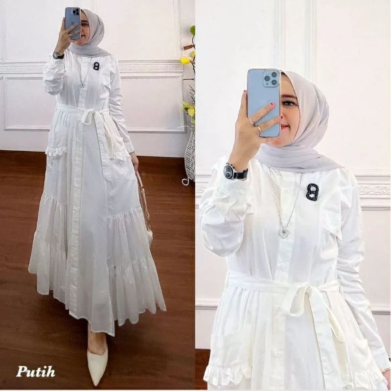 Baju Wanita Kekinian Talia Dress Katun Rayon Baju Lengan Panjang Wanita Busui Friendly Long Dress Muslim Gamis Jumbo