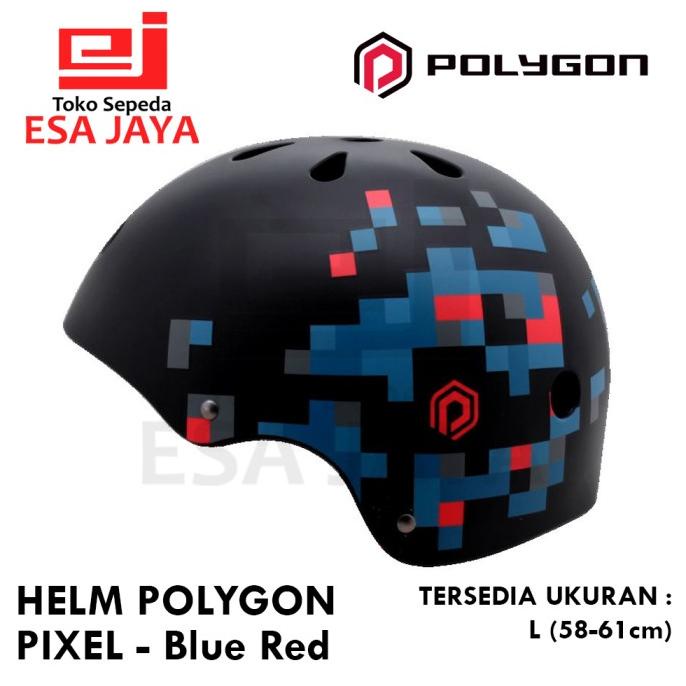 Helm Polygon PIXEL Batok Helmet Sepeda BMX Urban - Blue Red - Size L Terbaru | Terlaris