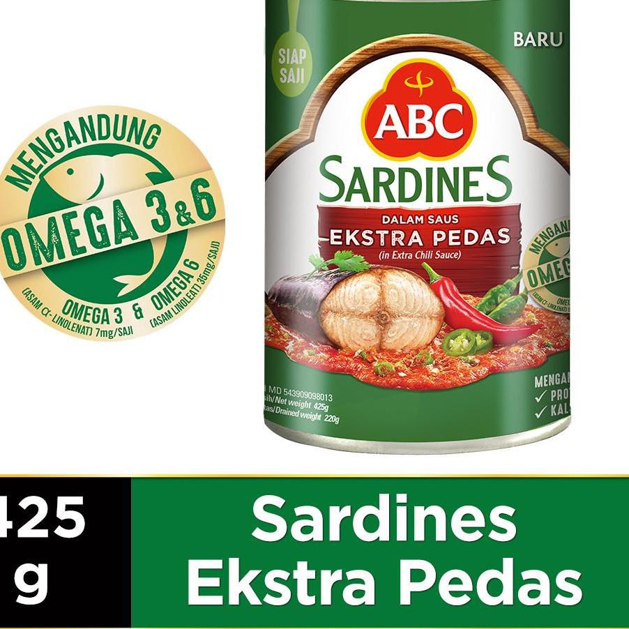 

[KODE BARANG 68] ABC Sarden Saus Extra Pedas 425 g - 2 Pcs TERBARU!!!